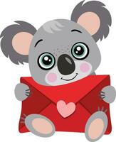 süß Koala halten ein Brief Briefumschlag vektor