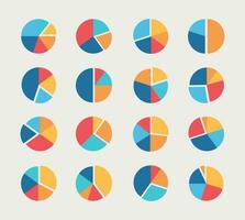 Infografik Kuchen Graph Satz. Vektor Illustration. bunt Diagramm Sammlung mit Abschnitte oder Schritte. Kuchen Diagramme zum Infografik, ui, Netz Design, Geschäft Präsentation auf Weiß Hintergrund.