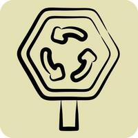 Symbol Kreisel. verbunden zu Straße Zeichen Symbol. Hand gezeichnet Stil. einfach Design editierbar. einfach Illustration vektor