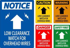 varning tecken låg undanröjning, Kolla på för över huvudet trådar vektor