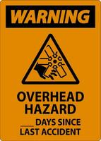 Warnung Zeichen Overhead Gefahr Tage seit zuletzt Unfall vektor