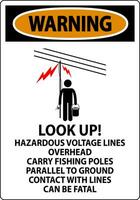 Warnung Zeichen aussehen oben gefährlich Stromspannung Linien Overhead vektor