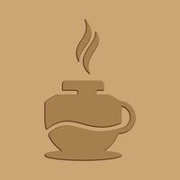 Kaffee. Banner zum Cafe, Restaurant, Kaffee Träume Thema. Kaffee Tasse Symbol im das Linie Stil. Vektor Illustration auf ein braun Hintergrund