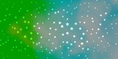 dunkelblaue, grüne Vektorschablone mit Neonsternen. vektor