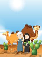Arabische Leute und Kamel auf dem Wüstenboden vektor
