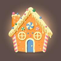 Vektor Lebkuchen Haus, Pastell- Farben. Weihnachten Kekse und Süßigkeiten. süß Illustration