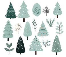 uppsättning av vattenfärg scandinavian träd. söt jul träd. trendig scandi vektor växter.