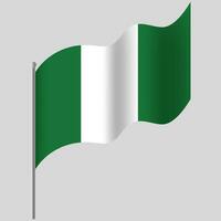 vinkade nigeria flagga. nigeria flagga på flaggstång. vektor emblem av nigeria