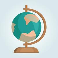 Karikatur Globus Modell- auf ein hölzern Bein. einfach Vektor Modell- von das Erde zum Grafik, Clip Art.