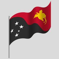 winkte Papua Neu Guinea Flagge. Papua Neu Guinea Flagge auf Fahnenstange. Vektor Emblem von Papua Neu Guinea