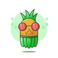 ananas i hawaii vektor tecknad illustration