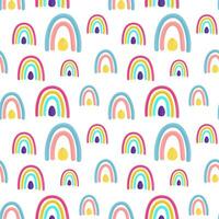 nahtlos kindisch Muster mit Hand gezeichnet Regenbögen. kreativ Kinder Textur zum Stoff, Verpackung, Textil, Hintergrund. Vektor Illustration.