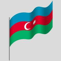 vinkade azerbaijan flagga. azerbaijan flagga på flaggstång. vektor emblem av azerbaijan