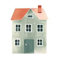 scandinavian vektor hus. söt vattenfärg Hem. europeisk byggnad. barnslig vektor illustration