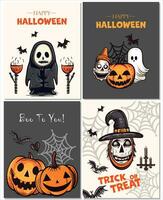 halloween bakgrund, baner, design. halloween kort, mall, hand dragen inbjudan vektor