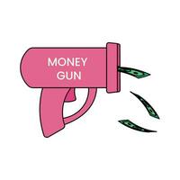 rosa leksak pistol skjuter dollar räkningar vektor