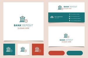 Bank deposition logotyp design med redigerbar slogan. branding bok och företag kort mall. vektor