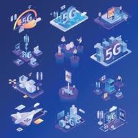 5g-Technologie-Icon-Set-Vektor-Illustration vektor