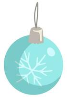 tecknad serie klotter av jul träd dekoration, boll på band. hand dragen vektor illustration. enda teckning isolerat på vit bakgrund. element för vinter- Semester design, skriva ut, klistermärke, kort, dekor