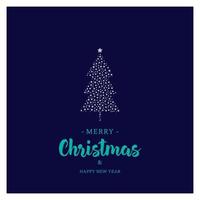 jul gratulationskort med träd och stjärnor vektor