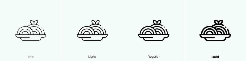 Spaghetti Symbol. dünn, Licht, regulär und Fett gedruckt Stil Design isoliert auf Weiß Hintergrund vektor