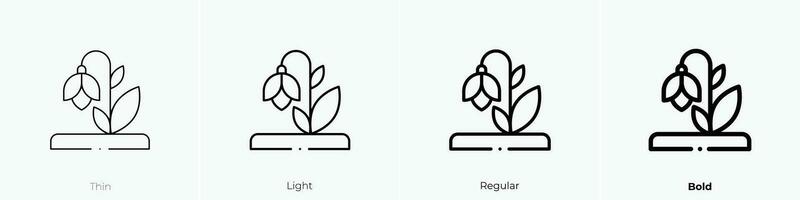 Schneeglöckchen Symbol. dünn, Licht, regulär und Fett gedruckt Stil Design isoliert auf Weiß Hintergrund vektor