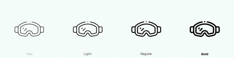 åka skidor glasögon ikon. tunn, ljus, regelbunden och djärv stil design isolerat på vit bakgrund vektor