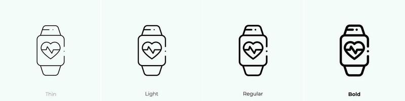 Smartwatch Symbol. dünn, Licht, regulär und Fett gedruckt Stil Design isoliert auf Weiß Hintergrund vektor