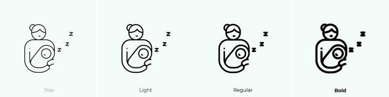 Schlafen Symbol. dünn, Licht, regulär und Fett gedruckt Stil Design isoliert auf Weiß Hintergrund vektor