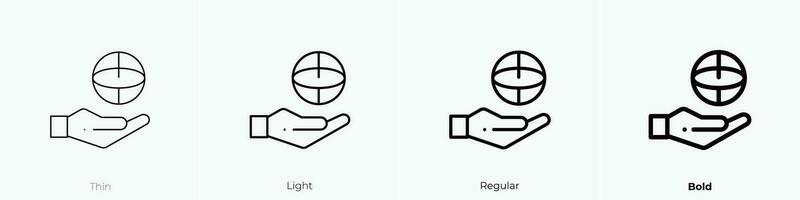 Kugel Symbol. dünn, Licht, regulär und Fett gedruckt Stil Design isoliert auf Weiß Hintergrund vektor