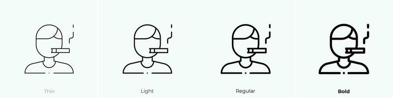 rökare ikon. tunn, ljus, regelbunden och djärv stil design isolerat på vit bakgrund vektor