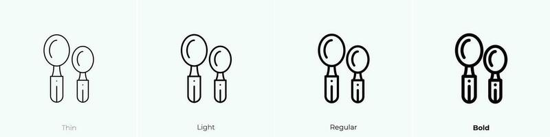 Löffel Symbol. dünn, Licht, regulär und Fett gedruckt Stil Design isoliert auf Weiß Hintergrund vektor