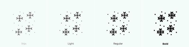 Schneeflocken Symbol. dünn, Licht, regulär und Fett gedruckt Stil Design isoliert auf Weiß Hintergrund vektor