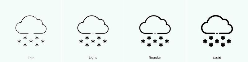 schneit Symbol. dünn, Licht, regulär und Fett gedruckt Stil Design isoliert auf Weiß Hintergrund vektor