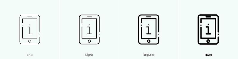 Smartphone Symbol. dünn, Licht, regulär und Fett gedruckt Stil Design isoliert auf Weiß Hintergrund vektor