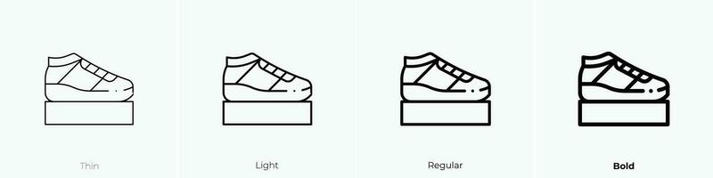 Sport Schuhe Symbol. dünn, Licht, regulär und Fett gedruckt Stil Design isoliert auf Weiß Hintergrund vektor