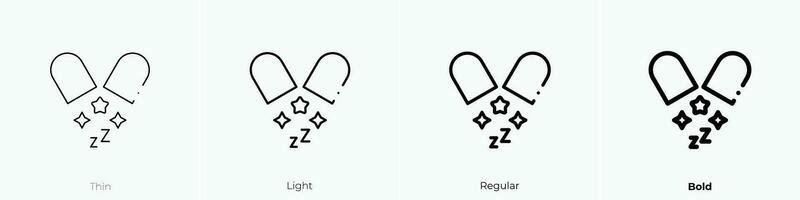 Schlafen Tabletten Symbol. dünn, Licht, regulär und Fett gedruckt Stil Design isoliert auf Weiß Hintergrund vektor
