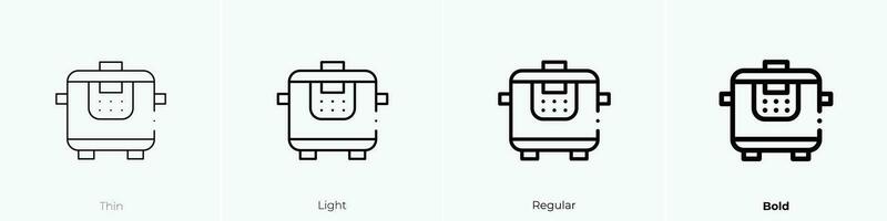 schleppend Kocher Symbol. dünn, Licht, regulär und Fett gedruckt Stil Design isoliert auf Weiß Hintergrund vektor