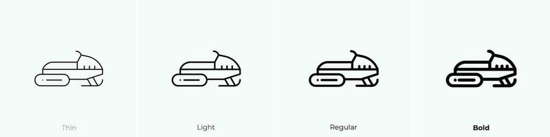 Schneemobil Symbol. dünn, Licht, regulär und Fett gedruckt Stil Design isoliert auf Weiß Hintergrund vektor