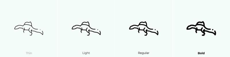 Spinosaurus Symbol. dünn, Licht, regulär und Fett gedruckt Stil Design isoliert auf Weiß Hintergrund vektor