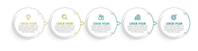 Infografik-Vorlage mit fünf Optionen oder Schritten vektor