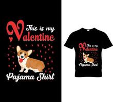 valentine t-shirt detta är min valentine pyjamas skjorta vektor