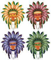 Vier Köpfe indianischer Ureinwohner vektor