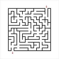 schwarzes quadratisches Labyrinth. ein interessantes und nützliches Spiel für Kinder. Kinderpuzzle mit einem Eingang und einem Ausgang. Labyrinth Rätsel. einfache flache Vektorillustration lokalisiert auf weißem Hintergrund. vektor