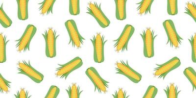 nahtlos Muster mit Mais Kolben mit Gelb Mais Körner und Grün Blätter . wiederholbar Abbildungen von das reif Mais auf das Kolben. Vektor
