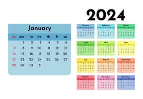 Kalender zum 2024 isoliert auf ein Weiß Hintergrund vektor