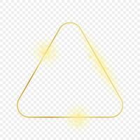 Gold glühend gerundet Dreieck Rahmen isoliert auf Hintergrund. glänzend Rahmen mit glühend Auswirkungen. Vektor Illustration.