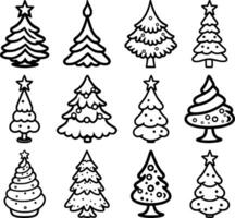 Weihnachten Baum Färbung Symbol Sammlung vektor