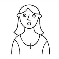 vektor stil klotter teckning, porträtt av en leende kvinna. enkel illustration