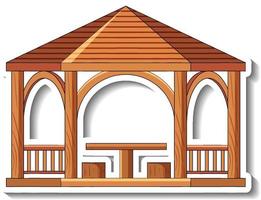 Aufklebervorlage mit Holzpavillon isoliert vektor